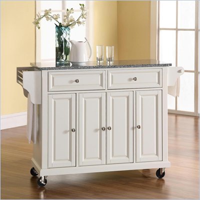 Crosley Furniture Solid Granite Top Kitchen Cart in White Finish