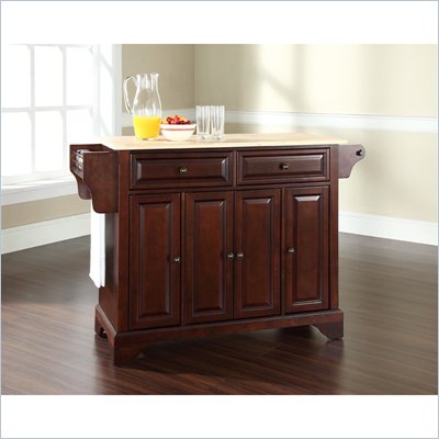 Crosley Furniture LaFayette Natural Wood Top Mahogany Kitchen Island