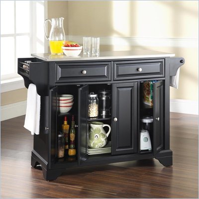 Crosley Furniture LaFayette Stainless Steel Top Kitchen Island in Black Finish