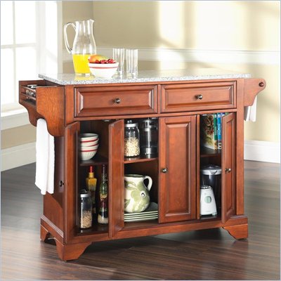 Crosley Furniture LaFayette Solid Granite Top Kitchen Island in Classic Cherry Finish