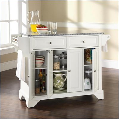Crosley Furniture LaFayette Solid Granite Top Kitchen Island in White Finish