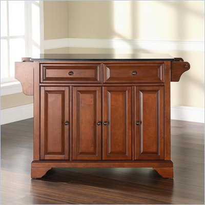 Crosley Furniture LaFayette Solid Black Granite Top Kitchen Island in Classic Cherry Finish