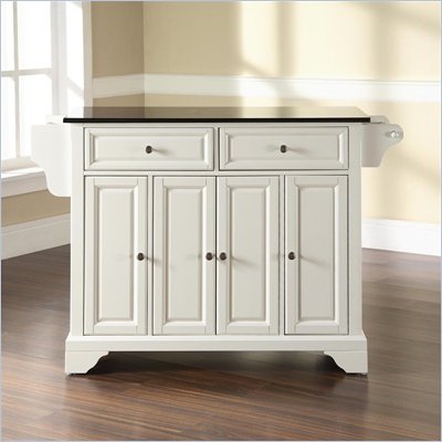 Crosley Furniture LaFayette Solid Black Granite Top Kitchen Island in White Finish