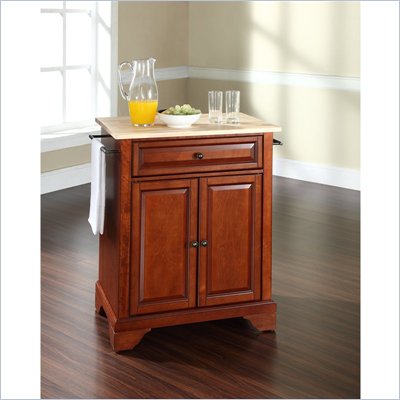 Crosley Furniture LaFayette Natural Wood Top Kitchen Island in Cherry