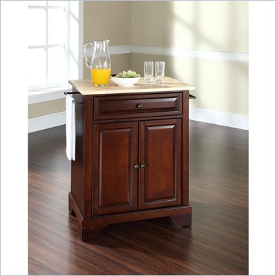 Crosley Furniture LaFayette Natural Wood Top Mahogany Kitchen Island