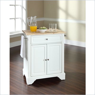 Crosley Furniture LaFayette Natural Wood Top Kitchen Island in White