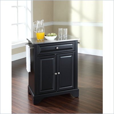 Crosley Furniture LaFayette Stainless Steel Top Black Kitchen Island