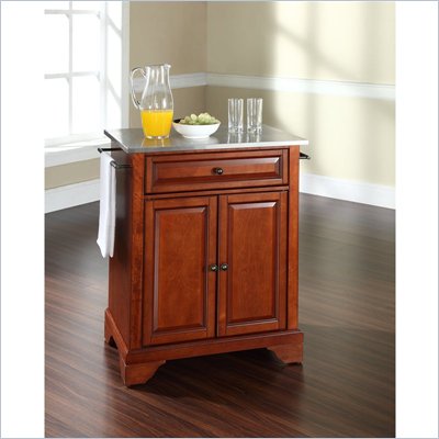 Crosley Furniture LaFayette Stainless Steel Top Cherry Kitchen Island