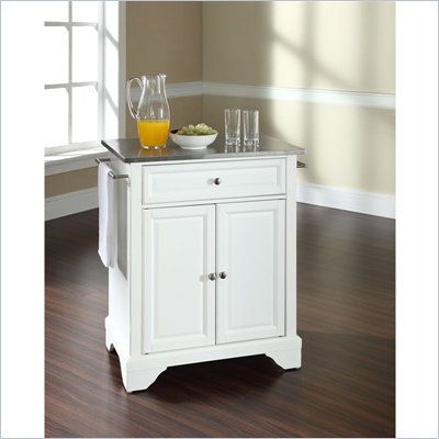 Crosley Furniture LaFayette Stainless Steel Top White Kitchen Island