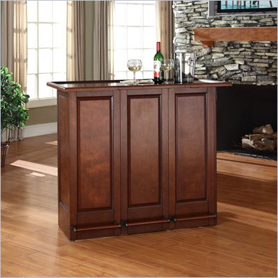 Crosley Mobile Folding Bar in Vintage Mahogany Finish