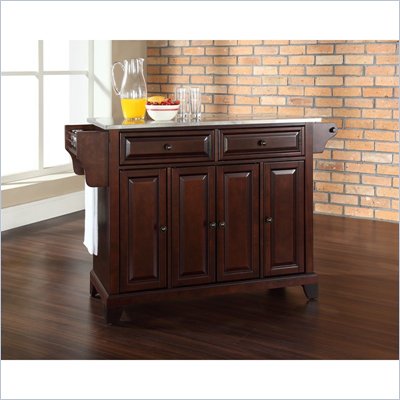 Crosley Furniture Newport Stainless Steel Top Mahogany Kitchen Island