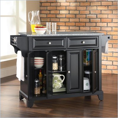 Crosley Furniture Newport Solid Granite Top Kitchen Island in Black Finish