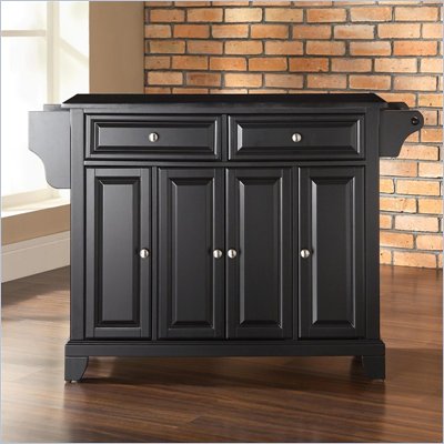 Crosley Furniture Newport Solid Black Granite Top Kitchen Island in Black Finish