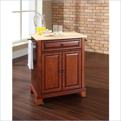 Crosley Furniture Newport Natural Wood Top Kitchen Island in Cherry