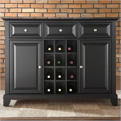 Crosley Furniture Newport Buffet Server / Sideboard Cabinet in Black