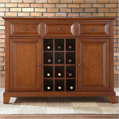 Crosley Furniture Newport Buffet Server / Sideboard Cabinet in Classic Cherry