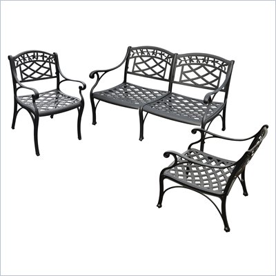 Crosley Furniture Sedona 3 Pc Black Outdoor Conversation Seating Set