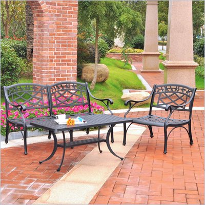 Crosley Furniture Sedona 3 Pc Black Outdoor Conversation Seating Set