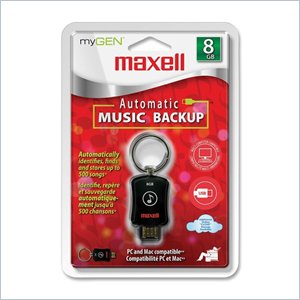 Maxell 8GB myGEN Music Backup USB 2.0 Flash Drive