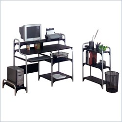 Ameriwood Metal Frame Computer Desk with Bookcase in Black and Silver