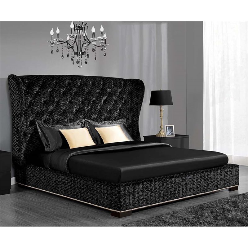 DHP Luxe Premium Velvet Upholstered Queen Bed in Black eBay