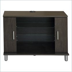 Ameriwood TV Stand with Glass Shelves in Black Castle Finish