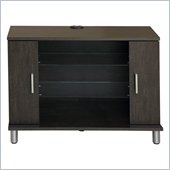 Ameriwood TV Stand with Glass Shelves in Black Castle Finish