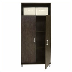 Ameriwood Storage Cabinet with Two Fabric Bins in Black Castle Finish