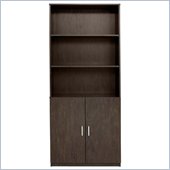 Ameriwood Wood 3 Shelf Wood Bookcase with Cabinet Doors in Black Castle Finish