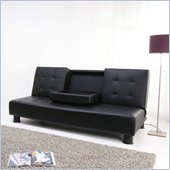 DHP Julia Faux Leather Futon with Cupholder in Black