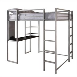 Ameriwood Abode Silver Full Size Loft Bed with Black Desk and Shelves