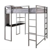 DHP Abode Silver Full Size Loft Bed with Black Desk and Shelves
