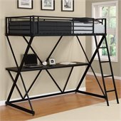DHP X-Shaped Twin Metal Loft Bunk Bed in Black