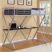 DHP X-Shaped Twin Metal Loft Bunk Bed in Silver