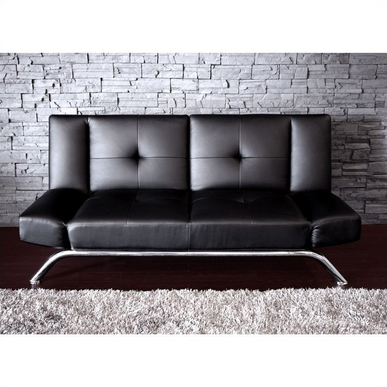 Emma Convertible Futon Sofa Bed, Black