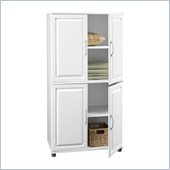 Ameriwood 4 Door Storage Cabinet in White Stipple