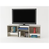 Ameriwood 60 Wide Bookcase TV Stand in White Stipple