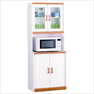 Ameriwood Carina Microwave Center Kitchen Cart in White and Medium Oak