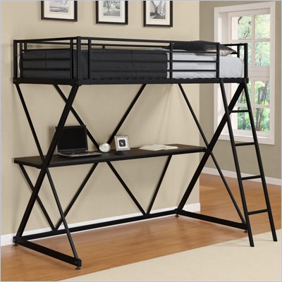 DHP X-Shaped Twin Metal Loft Bunk Bed in Black