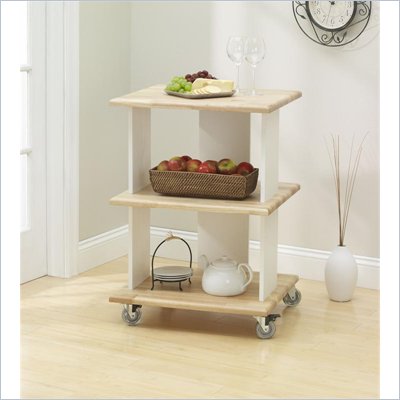 Ameriwood Butcher Block Kitchen Storage Cart in Dreamy Oak Cream