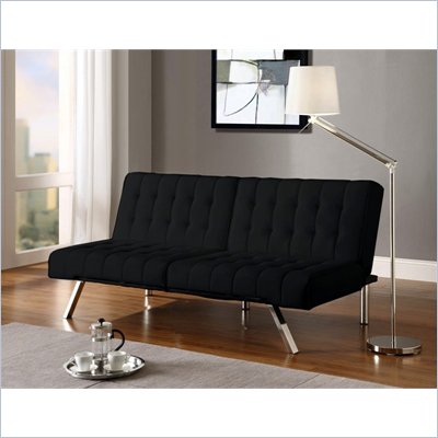 DHP Emily Faux Leather Splitback Convertible Futon in Black