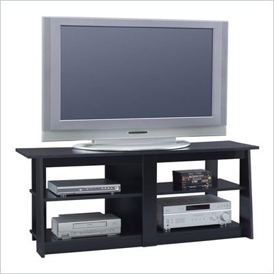 Ameriwood TV Stand with Open Shelves in Black Finish