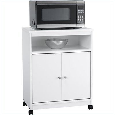 Ameriwood Mobile Microwave Cart in White