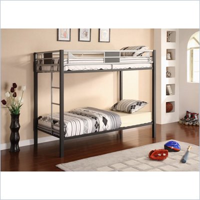 DHP Silver Screen Twin over Twin Bunk Bed in Black and Silver
