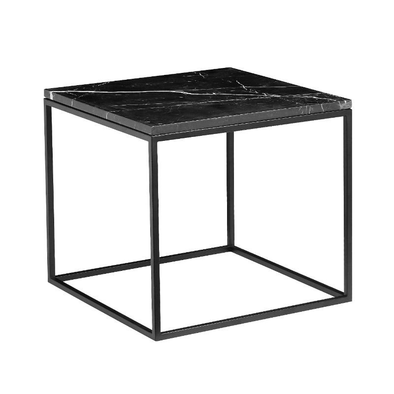 Mobital Onix 19 Modern Square End Table In Black Marble And Black