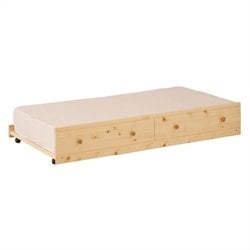 Canwood Solid Pine Wood Trundle Bed in Natural