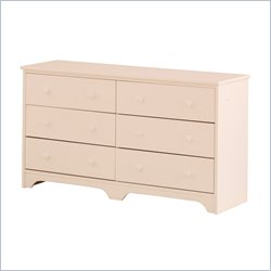Canwood Solid Pine Wood 6 Drawer Double Dresser in White