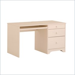 Canwood Solid Pine Wood Single Pedestal Desk in White
