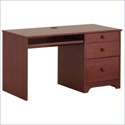 Canwood Solid Pine Wood Single Pedestal Desk in Cherry