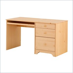 Canwood Solid Pine Wood Single Pedestal Desk in Natural